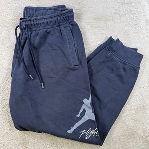 Air Jordan Joggers Men Large Blue Fleece Drawstring Gym Flight Jumpman Sweatpant